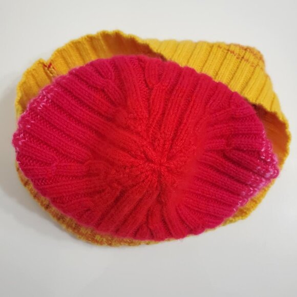 The Elder Statesman Morphe Ribbed Striped Knit Cashmere Beanie Hat Pink Colorful - Picture 9 of 9